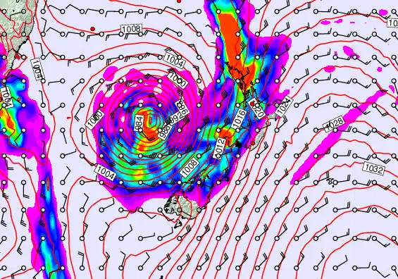 New Zealand forecast chart for Thursday, March 26th, 2026 at 6:00 AM