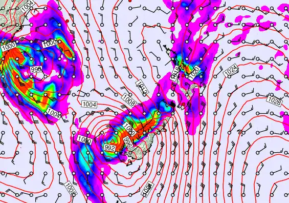 New Zealand forecast chart for Friday, March 27th, 2026 at 6:00 AM
