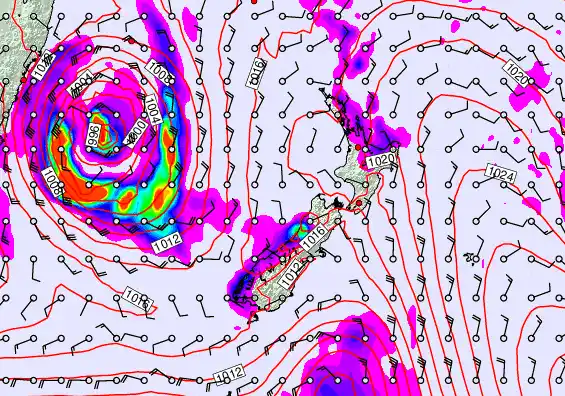 New Zealand forecast chart for Saturday, March 28th, 2026 at 12:00 AM