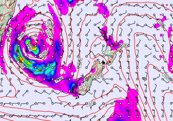 New Zealand forecast chart for Saturday, March 28th, 2026 at 6:00 AM