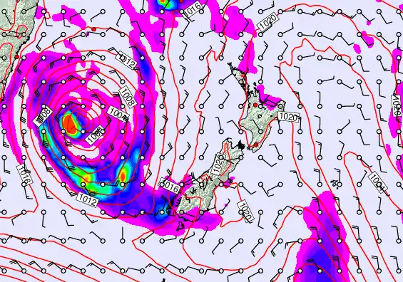 New Zealand forecast chart for Saturday, March 28th, 2026 at 12:00 PM