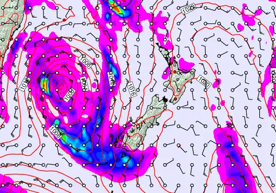 New Zealand forecast chart for Saturday, March 28th, 2026 at 6:00 PM