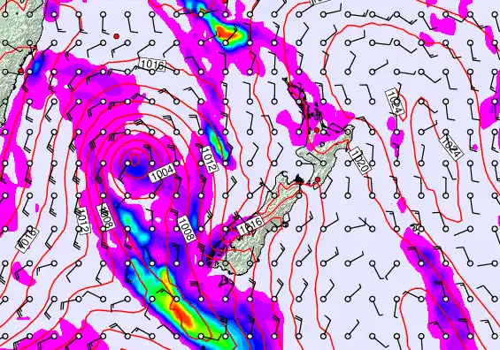 New Zealand forecast chart for Sunday, March 29th, 2026 at 12:00 AM