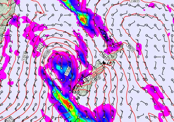 New Zealand forecast chart for Sunday, March 29th, 2026 at 6:00 AM