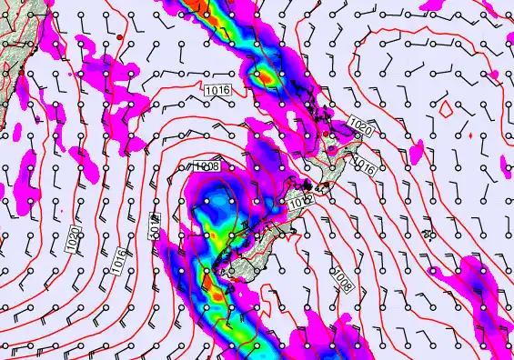 New Zealand forecast chart for Sunday, March 29th, 2026 at 12:00 PM