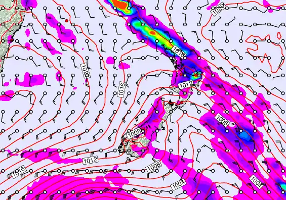 New Zealand forecast chart for Monday, March 30th, 2026 at 6:00 AM