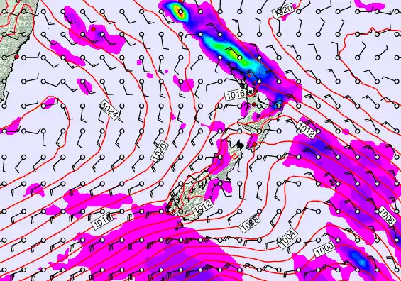 New Zealand forecast chart for Monday, March 30th, 2026 at 12:00 PM