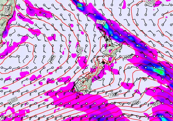 New Zealand forecast chart for Monday, March 30th, 2026 at 6:00 PM