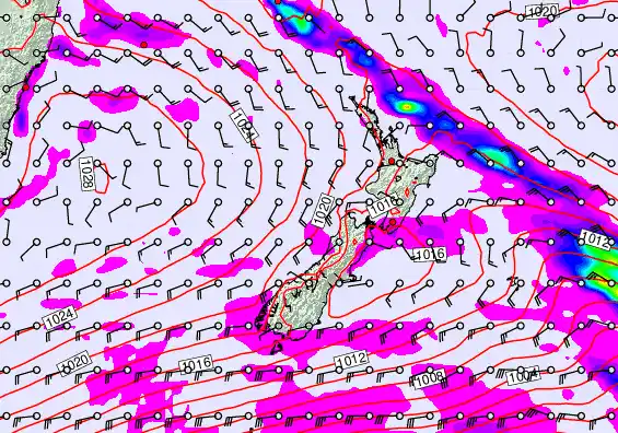 New Zealand forecast chart for Tuesday, March 31st, 2026 at 12:00 AM