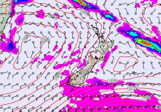New Zealand forecast chart for Tuesday, March 31st, 2026 at 6:00 PM