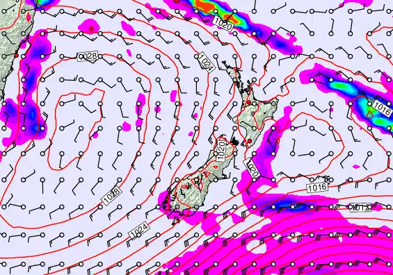 New Zealand forecast chart for Wednesday, April 1st, 2026 at 12:00 AM
