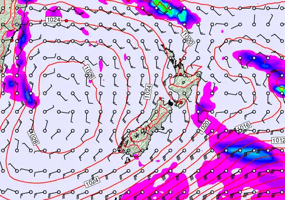 New Zealand forecast chart for Wednesday, April 1st, 2026 at 6:00 AM