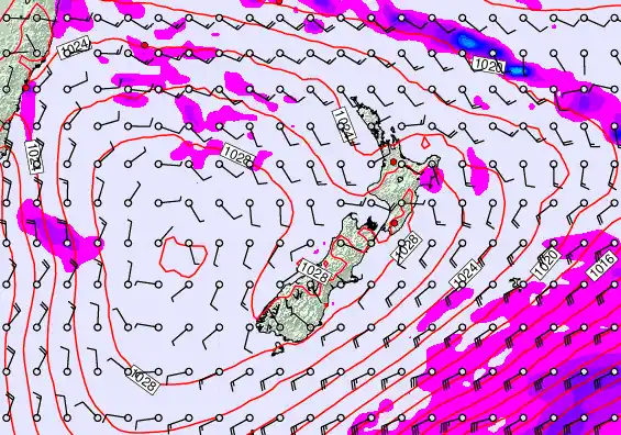 New Zealand forecast chart for Wednesday, April 1st, 2026 at 6:00 PM