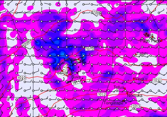 Fiji Islands forecast chart for Tuesday, March 24th, 2026 at 6:00 PM