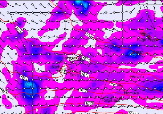 Fiji Islands forecast chart for Wednesday, March 25th, 2026 at 12:00 PM