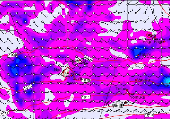 Fiji Islands forecast chart for Wednesday, March 25th, 2026 at 6:00 PM