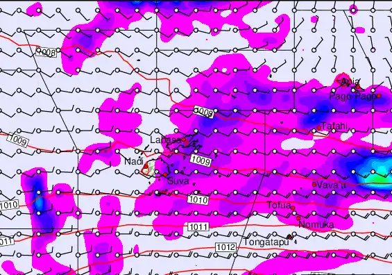 Fiji Islands forecast chart for Thursday, March 26th, 2026 at 12:00 AM