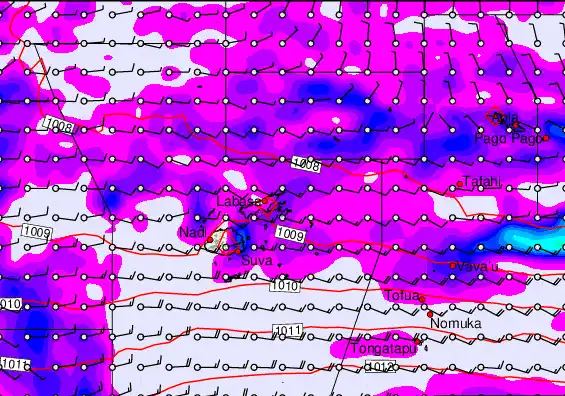 Fiji Islands forecast chart for Thursday, March 26th, 2026 at 12:00 PM