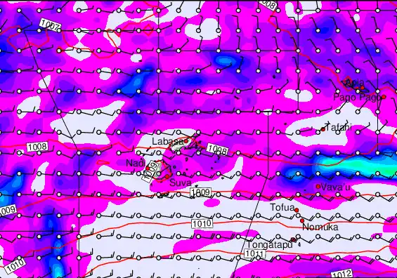 Fiji Islands forecast chart for Thursday, March 26th, 2026 at 6:00 PM