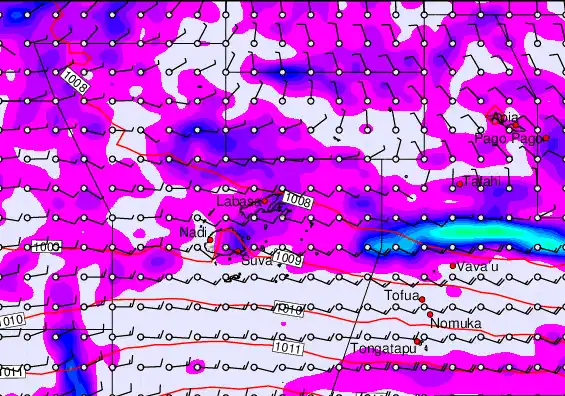 Fiji Islands forecast chart for Friday, March 27th, 2026 at 12:00 AM