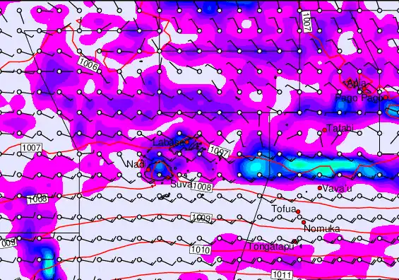 Fiji Islands forecast chart for Friday, March 27th, 2026 at 6:00 AM