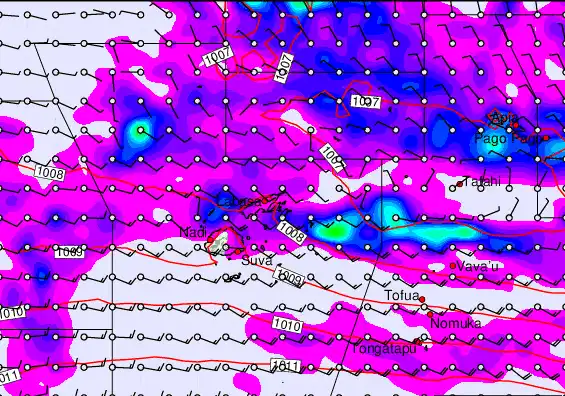 Fiji Islands forecast chart for Friday, March 27th, 2026 at 12:00 PM