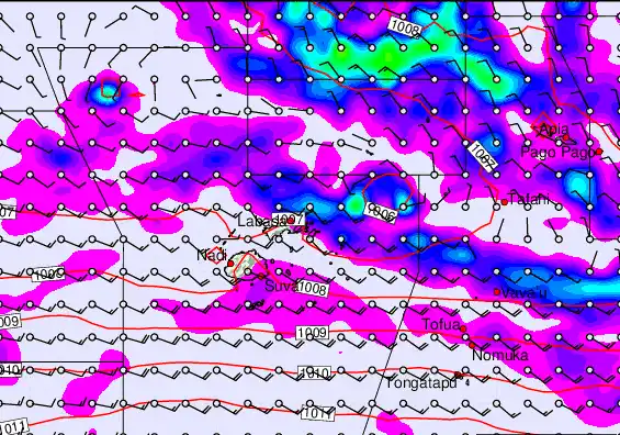 Fiji Islands forecast chart for Saturday, March 28th, 2026 at 6:00 AM