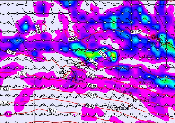 Fiji Islands forecast chart for Saturday, March 28th, 2026 at 12:00 PM