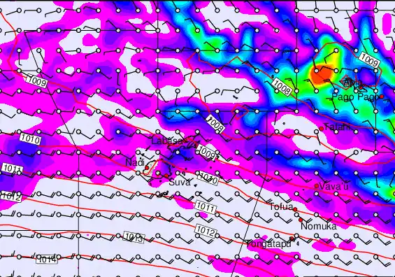 Fiji Islands forecast chart for Sunday, March 29th, 2026 at 12:00 AM