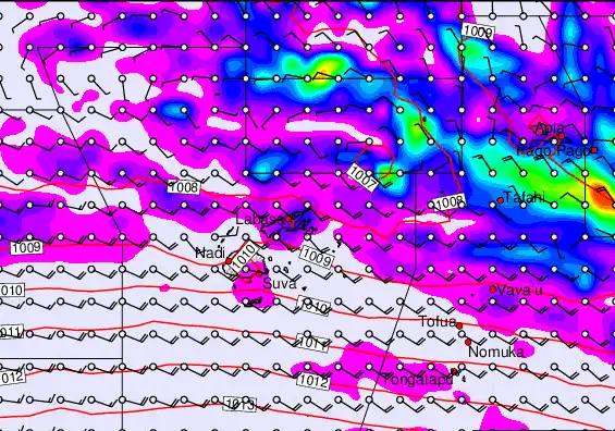 Fiji Islands forecast chart for Sunday, March 29th, 2026 at 6:00 AM