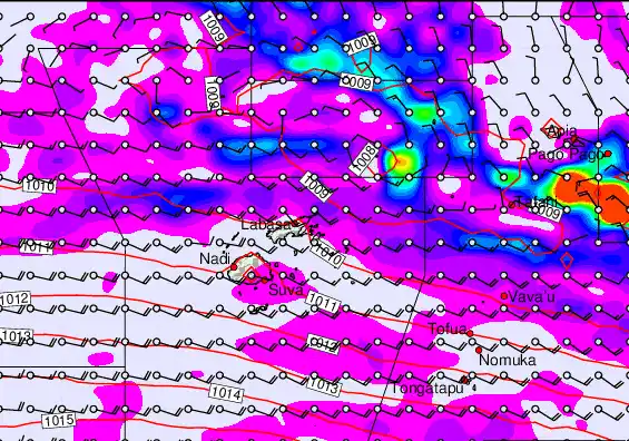 Fiji Islands forecast chart for Sunday, March 29th, 2026 at 12:00 PM