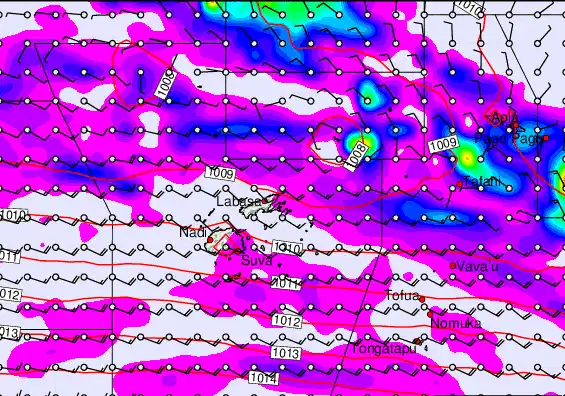 Fiji Islands forecast chart for Sunday, March 29th, 2026 at 6:00 PM