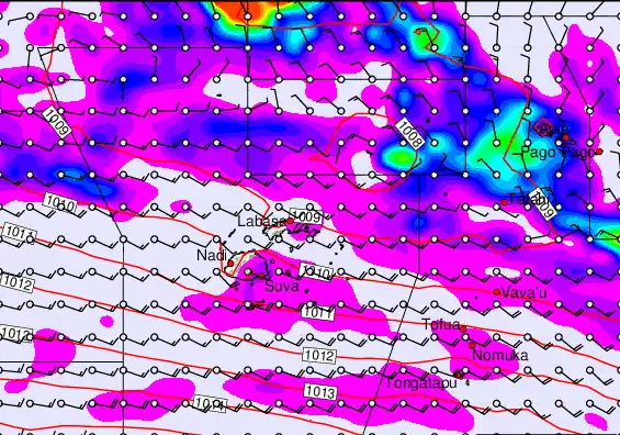 Fiji Islands forecast chart for Monday, March 30th, 2026 at 12:00 AM