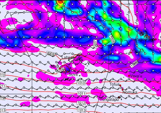 Fiji Islands forecast chart for Monday, March 30th, 2026 at 6:00 AM