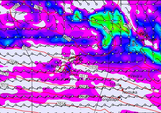 Fiji Islands forecast chart for Monday, March 30th, 2026 at 12:00 PM