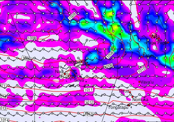 Fiji Islands forecast chart for Monday, March 30th, 2026 at 6:00 PM