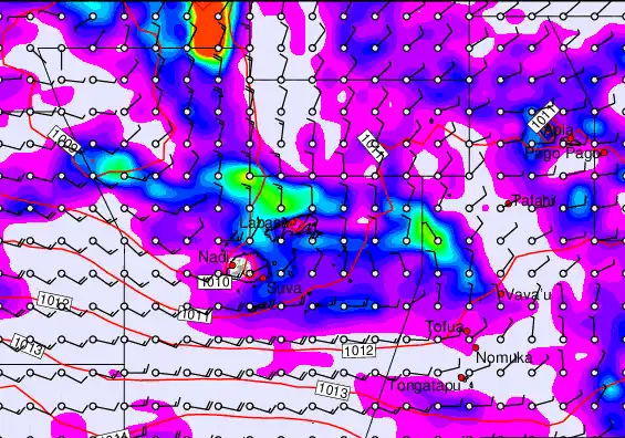 Fiji Islands forecast chart for Wednesday, April 1st, 2026 at 12:00 PM