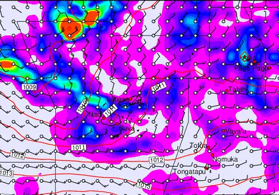 Fiji Islands forecast chart for Thursday, April 2nd, 2026 at 12:00 AM