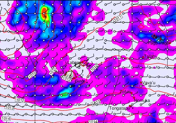 Fiji Islands forecast chart for Thursday, April 2nd, 2026 at 12:00 PM