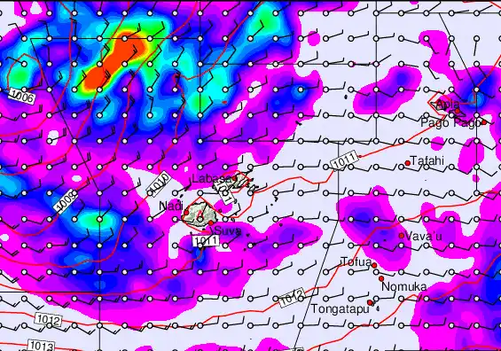 Fiji Islands forecast chart for Thursday, April 2nd, 2026 at 6:00 PM