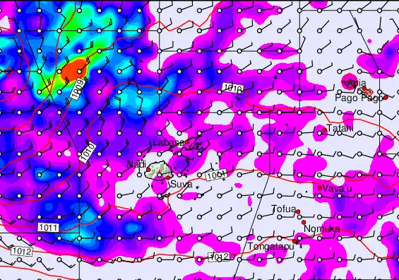 Fiji Islands forecast chart for Friday, April 3rd, 2026 at 12:00 AM