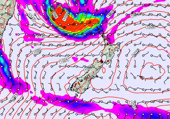 New Zealand forecast chart for Tuesday, March 24th, 2026 at 6:00 PM