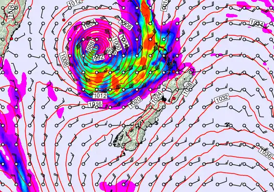 New Zealand forecast chart for Wednesday, March 25th, 2026 at 12:00 PM