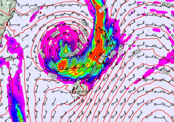 New Zealand forecast chart for Thursday, March 26th, 2026 at 12:00 AM