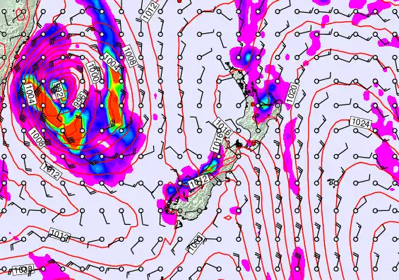 New Zealand forecast chart for Friday, March 27th, 2026 at 6:00 PM