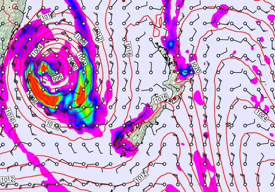 New Zealand forecast chart for Saturday, March 28th, 2026 at 12:00 AM