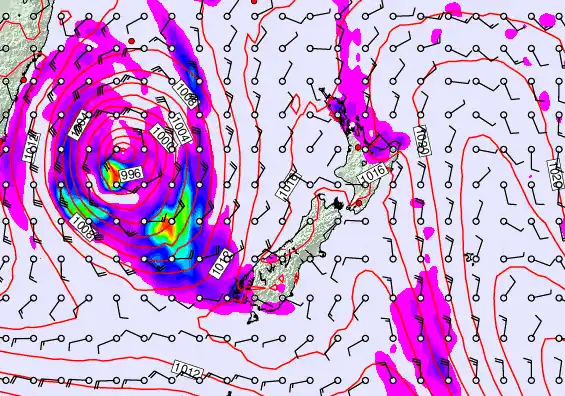 New Zealand forecast chart for Saturday, March 28th, 2026 at 6:00 AM