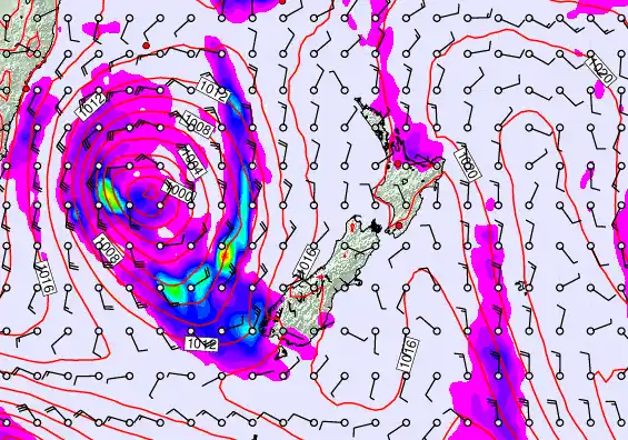 New Zealand forecast chart for Saturday, March 28th, 2026 at 12:00 PM
