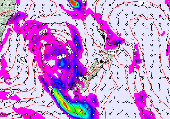 New Zealand forecast chart for Sunday, March 29th, 2026 at 12:00 AM