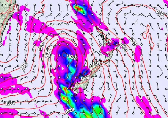New Zealand forecast chart for Sunday, March 29th, 2026 at 6:00 AM